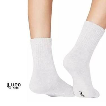 Imagem de Meia Infantil Lupo Kit 3 Peças KM Sport Média Branca - 0900, 30/35
