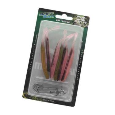 Imagem de Kit 6 Iscas Artificiais Soft Shad + 2 Anzol Jig Head Maruri, A
