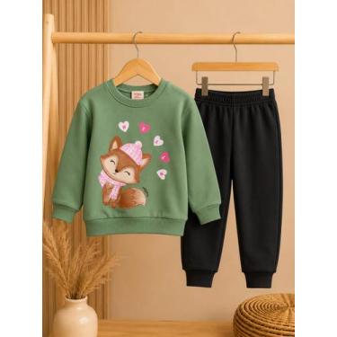 Imagem de Conjunto menina Kely kety rapozinha moletom verde e preto, Verde, 6