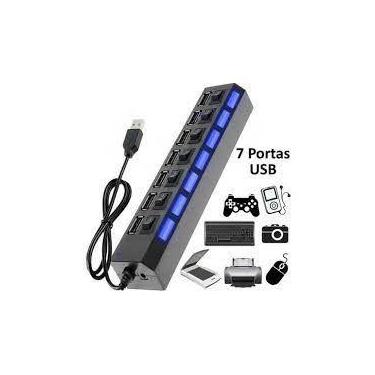 Imagem de Carregador Hub Usb 7 Portas C/ Chave Seletora 2.0 High Speed - Hi-spee