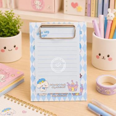 Imagem de Mini Prancheta Turminha Kawaii 10x15cm Com 30 Folhas Papelaria Fofa Es