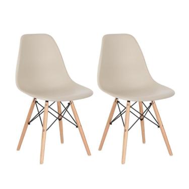 Imagem de Kit 2 Cadeiras Charles Eames Eiffel Dsw Com Pés De Madeira Clara Nude