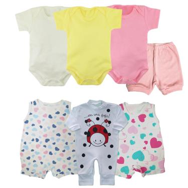 Imagem de Kit Roupa de Bebê 7 Pçs Presente Enxoval Verão Menino Menina