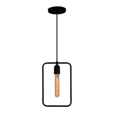 Imagem de Pendente Lira Retângulo 20cm Preto Fosco P/1E-27 Ref.7603 - Caisma