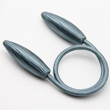 Imagem de Cortinas fortes com acessórios de haste de cortina de defletor de cortina de corda de liga de pelúcia, T0055, cinza azul