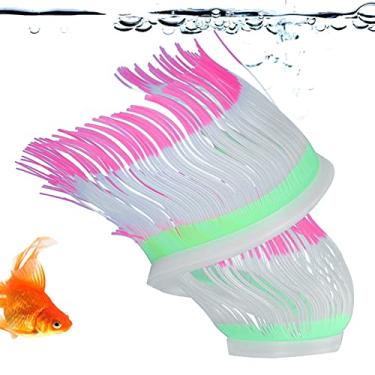 Imagem de Pokerty9 Anêmona marinha artificial, decorações duráveis e aquários de anêmona marinha, ornamentos artificiais para plantas brilhantes para escritório em casa (pó)