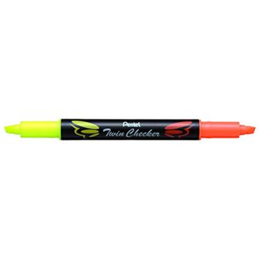 Imagem de Pentel Marcador duplo de ponta dupla, ponta de cinzel, tinta amarela/laranja, pacote com 12 (SLW8-GF)