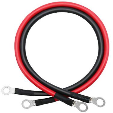 Imagem de LotFancy Cabos de bateria de 8 AWG, calibre 8 6 cm vermelho + 60 metros pretos fios de cobre puro com terminais de 3/20.3 cm, ambas as extremidades para carro, cortador de grama solar, marinho,