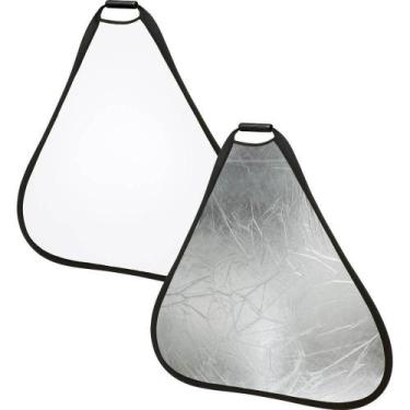 Imagem de Rebatedor Triangular 2 Em 1 Branco E Prata De 60cm Com Alça - Worldvie