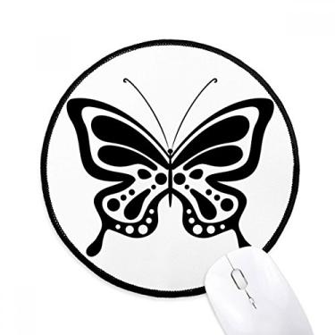 Imagem de Tapete de mouse simples de desenho animado preto borboleta tapete redondo para computador