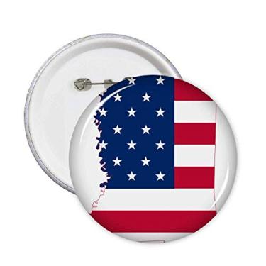 Imagem de Mississippi EUA mapa estrelas listras forma bandeira pinos crachá botão decoração acessório 5 peças