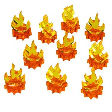 Imagem de LITKO Flame Marker | Fire Indicator | Spell Effects | Inferno | Compatible with Dungeons & Dragons and Other Wargames (Transparent Yellow Flames & Fluorescent Amber Base, Mini)