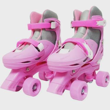 Imagem de Patins Clássico Quad 4 Rodas Roller de Rua Feminino Rosa Tamanho 37 38 39 40 Importway BW-016-R