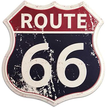 Imagem de Route 66 Signs Vintage Road Signs High Way Placa de metal para decoração de parede 30,5 cm x 30,5 cm (Rota 66)