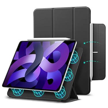 Imagem de Capa para iPad Pro 12.9" (4ª 5ª M1/ 6ª M2) Geração Capinha Smart Case Fixação Magnética Espaço p/Caneta c/Alça Proteção Inclinável Anti Risco Auto Hibernação Ultra Slim Reforçada (Preto)