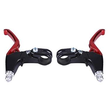 Imagem de Ejoyous 1 par de alça de freio para bicicleta, alavanca de embreagem de freio leve, alavanca de liga de alumínio, bicicleta V-Brake guidão universal 2,2 cm para a maioria das bicicletas de mountain bike ciclismo estrada bicicleta, Red