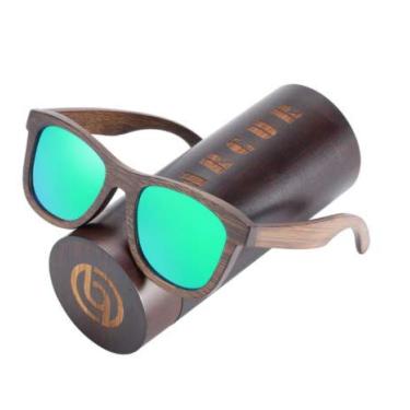 Imagem de Óculos de Sol Barcur Madeira Natural Polarizados Artesanal BC8200 (VERDE)