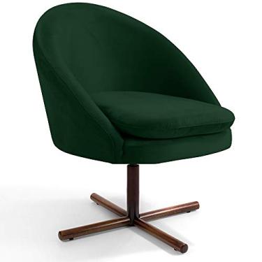 Imagem de Poltrona Decorativa Giratória Base X Rafa D02 Veludo Verde C-303 - Lyam Decor