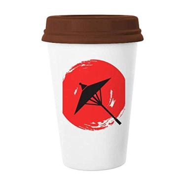 Imagem de Caneca japonesa com ilustração de pintura de pincel, copo de cerâmica para café