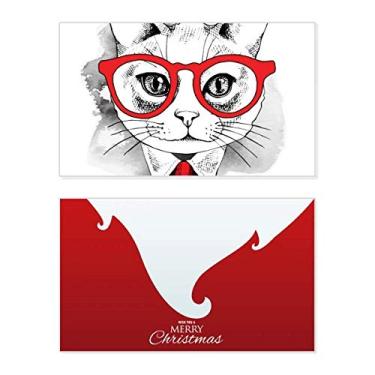 Imagem de Bussiness Cat Head Protect Animal Pet Lover Holiday Holiday Merry Christmas Cartões de parabéns Mensagem de Natal