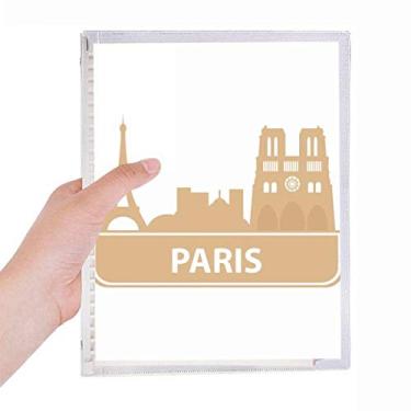 Imagem de Paris Caderno com estampa de marco amarelo francês de folhas soltas diário recarregável