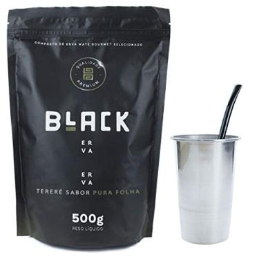 Imagem de COPO DE TERERÉ ALUMÍNIO + BOMBA CLÁSSICA EPOX PRETA + BLACK ERVA 500G (Pura Folha)