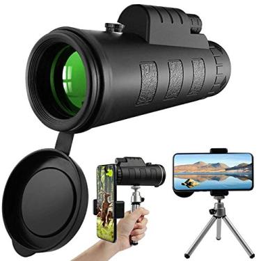 Imagem de Telescópio monocular - Monocular HD de alta potência 40x60, telescópio à prova d'água com suporte para smartphone e tripé de telefone e prisma BAK4 FMC para observação de pássaros, acampamento, caminhadas