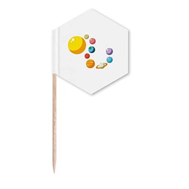 Imagem de Planetary Bodies Bandeiras de palito do sistema solar para cupcake, festas comemorativas