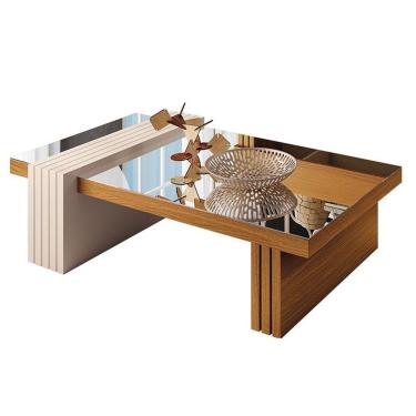 Imagem de Mesa de Centro Luna Cinamomo Off White com Espelho - HB Móveis