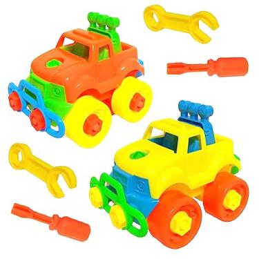 Imagem de Kit Caminhonetes Monta Desmonta Com Chave Brinquedo