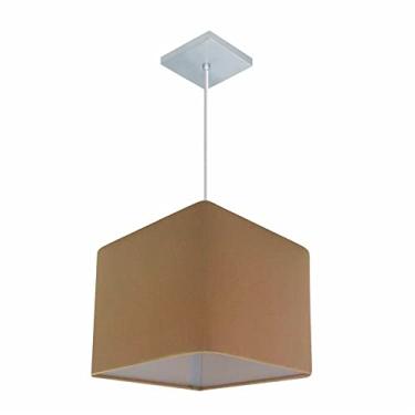 Imagem de Lustre Pendente Quadrado Cúpula Tecido 21/25x25 cm, Vivare Iluminação, Pendente4058 LP, Palha, Pequeno
