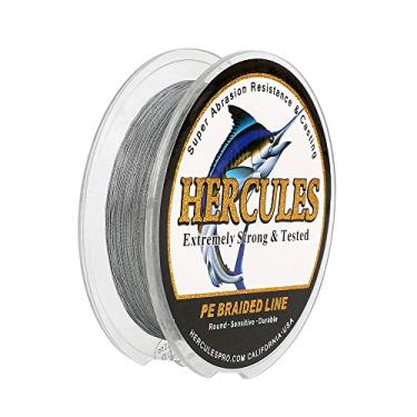 Imagem de Hercules Linha de pesca trançada super forte 4 fios super econômico de 1,8 kg a 2,3 kg Teste para água salgada, 109/328 / 547/1094 jardas (100 m / 300 m / 500 m / 1000 m), Diam# 0,08 mm - 0,55 mm Água salgada, Cinza, 10LB(4.5KG)-0.12MM-328YDS(300M)