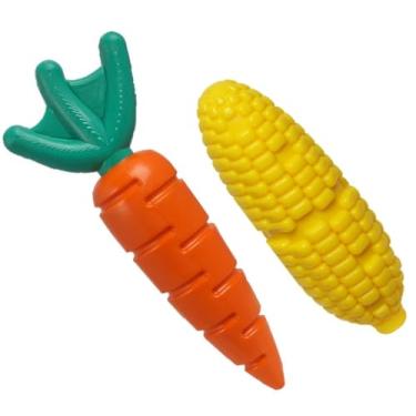 Imagem de 2 Unid. Mordedor Pet Buddy Toys Resistente Cenoura e Milho Nylon