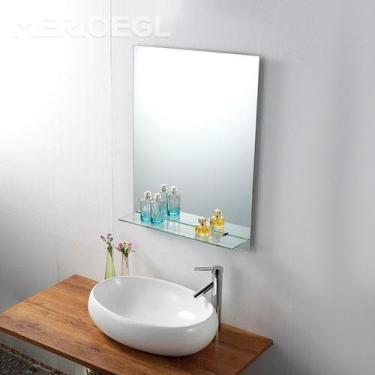 Imagem de Kit Banheiro Espelho 30cm X 40cm + Prateleira E Kit Instalação - Cebra