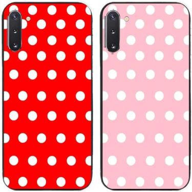Imagem de 2 peças de capa de telefone traseira de silicone em gel TPU com bolinhas vermelhas e rosa para Samsung Galaxy All Series (Galaxy Note 10)
