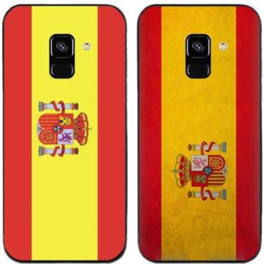 Imagem de 2 peças retrô bandeira da Espanha impressa TPU gel silicone capa de telefone traseira para Samsung Galaxy (Galaxy A5 2018 / A8 2018)