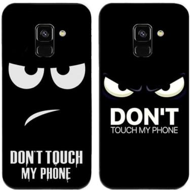 Imagem de 2 peças Don't Touch My Phone impresso TPU gel silicone capa de telefone traseira para Samsung Galaxy (Galaxy A5 2018 / A8 2018)