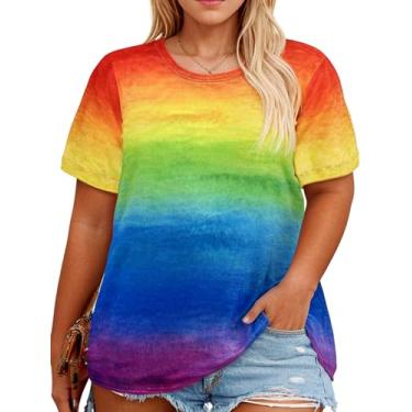Imagem de Camisetas femininas plus size orgulho orgulho gay camiseta LGBT igualdade camisetas Love Wins Proud Ally Letter Print Tops lésbicas (2-5X), Estampa de bainbow-a2, XXG