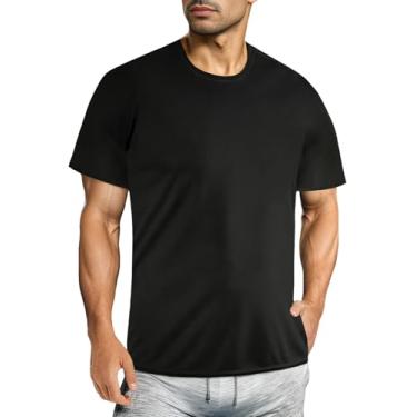 Imagem de Deer Lady Camiseta masculina com FPS 50+ para ginástica, atlética, manga curta, malha muscular com absorção de umidade, Preto, PP