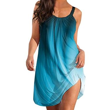 Imagem de Vestidos de praia para mulheres 2024 férias vestido floral longo decote em V vestido de botão vestido de alças finas vestido midi regata, 2 - azul, GG