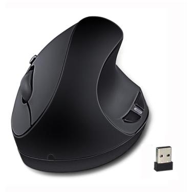 Imagem de Mouse ergonômico sem fio, mouse óptico sem fio de 2,4 GHz com DPI ajustável 800/1200/1600 para mãos pequenas, preto