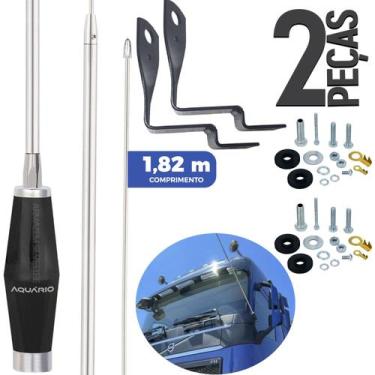 Imagem de 2 Antena Px Mini Maria Mole Inox 1,40m Alongador 40cm Suporte Parabris