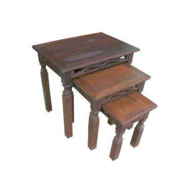 Imagem de Conjunto Mesas Rústicas de Apoio Campone em Madeira de Demolição - Cód