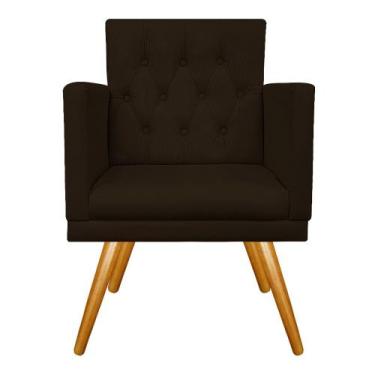 Imagem de Poltrona Decorativa Nanda Pés Palito Mel Sala de Espera Recepção Coran