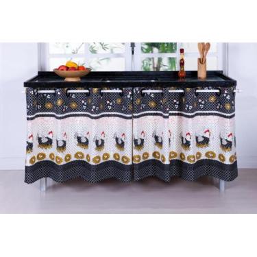 Imagem de CORTINA PIA COZINHA  0.75 x 1.50 - pinta e borda enxovais,  Preto