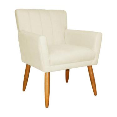 Imagem de Poltrona Sala de Estar Decorativa Cecília Suede Marfim - Vallisa Decor