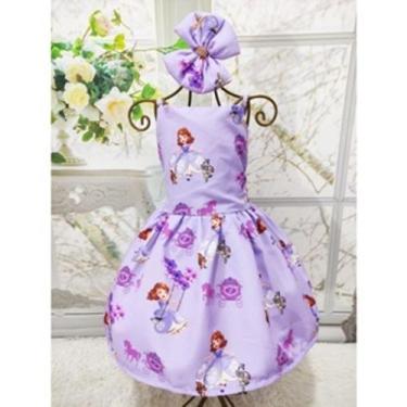 Imagem de Vestido Menina Infantil Temático Princesa Sofia Alça Regulável - EDYNH