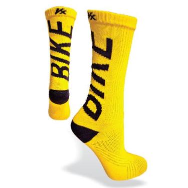 Imagem de Meia Bike / Ciclismo Kanxa Poliamida, 33 / 38, Cinza, Amarelo