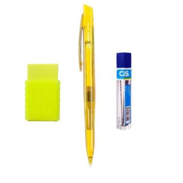 Imagem de Lapiseira Escolar NEON Amarelo 0.7+ Grafite +Borracha Neon - Cis