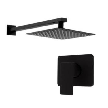 Imagem de Kit Ducha Quadrada Preto Fosco Inox 20x20 Parede Padrão Deca - Montela